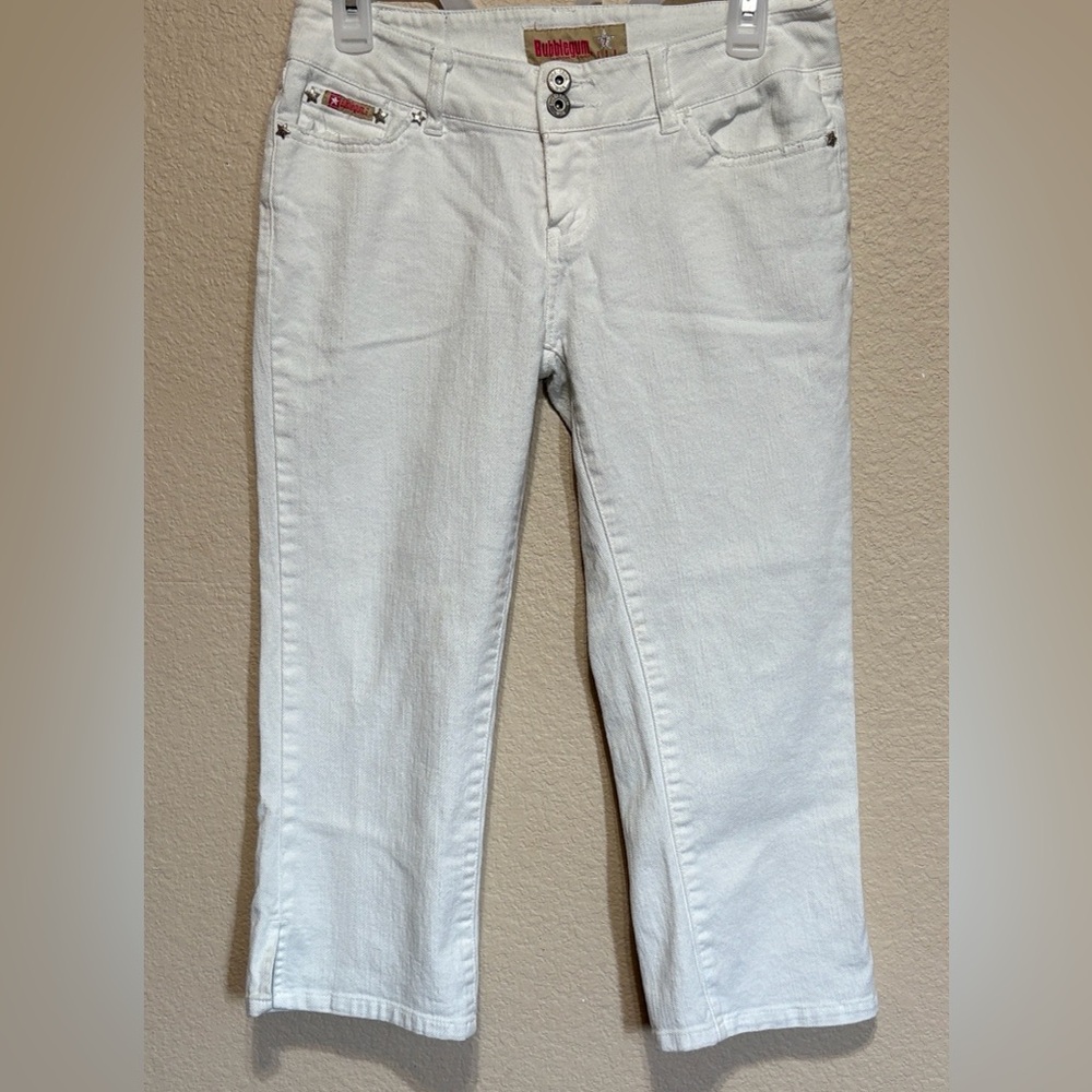 Bubblegum white denim capri jeans vintage Cropped White Jeans